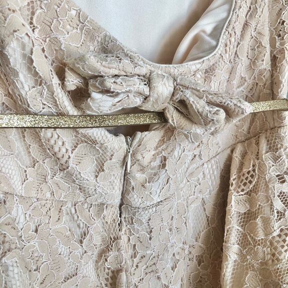 City Studio Juniors Pale Peach Lace Halter Dress - Picture 6 of 14